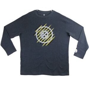 Pittsburgh Steelers NFL Pro Line Thermal Shirt Mens 2XL Gray Waffle Knit Graphic